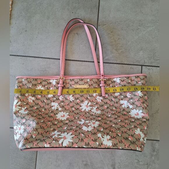 MICHAEL KORS Large Carryall Flowers Tote Jet Set Travel Saffiano Leather - Picture 12 of 13